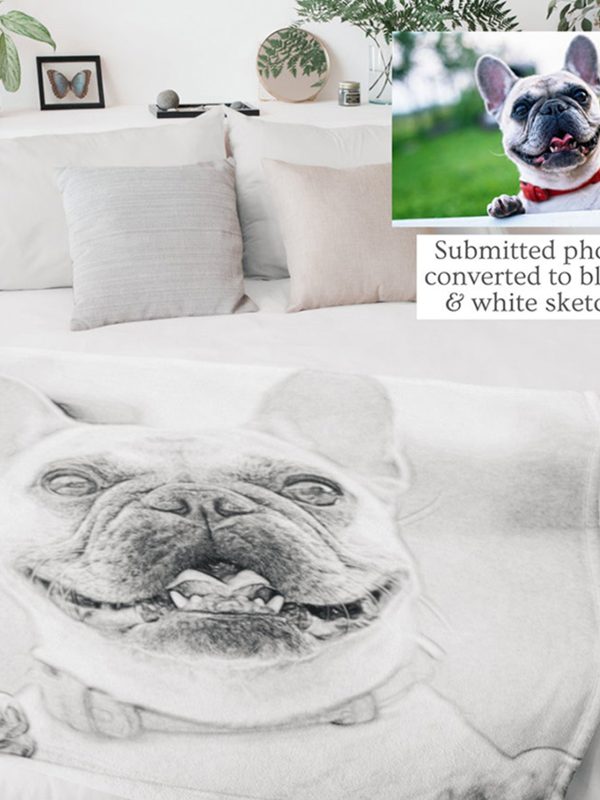 UnusualStandout #214 Personalized Sketch Style Pet Photo Blanket