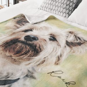 UnusualStandout #214 Personalized Sketch Style Pet Photo Blanket