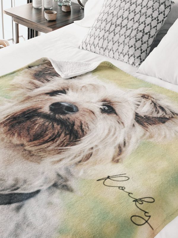 UnusualStandout #214 Personalized Sketch Style Pet Photo Blanket