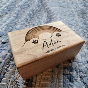 UnusualStandout #217 Personalized Rainbow Pet Urn Wood Box