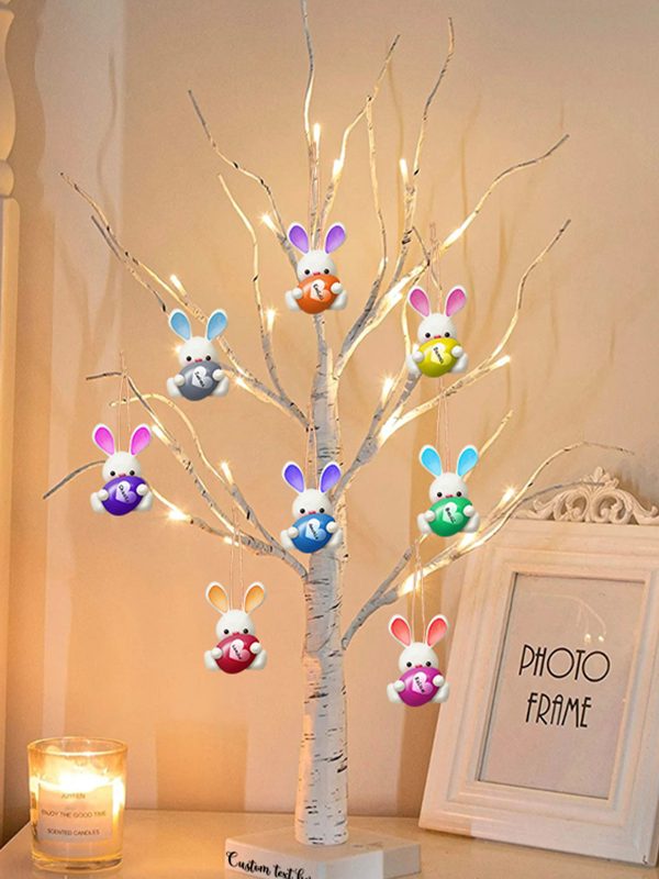 UnusualStandout #228 Personalized Easter Birch Tree Led Bunny Lights