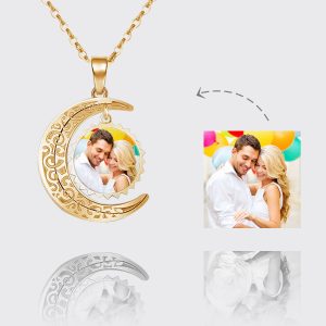 UnusualStandout #26 Personalized Photo Necklace Sun & Moon