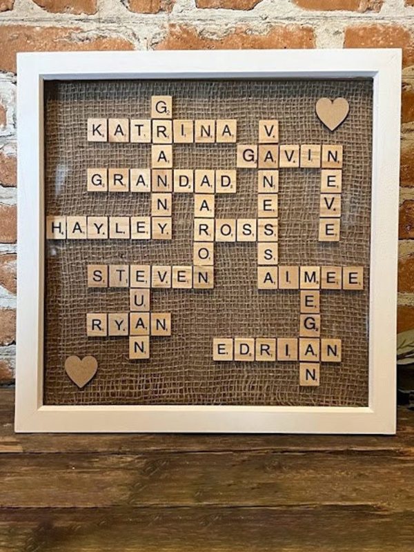 UnusualStandout #3 Personalised Family Scrabble Art Frame, Family Gift, New Home Gift, Scrabble Art, Scrabble Family