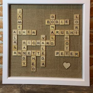 UnusualStandout #3 Personalised Family Scrabble Art Frame, Family Gift, New Home Gift, Scrabble Art, Scrabble Family