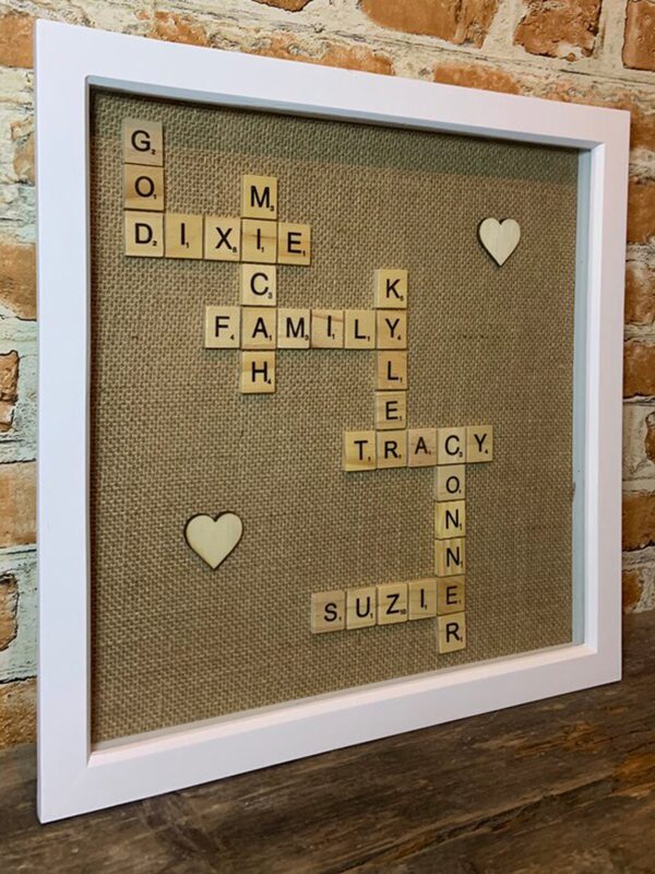 UnusualStandout #3 Personalised Family Scrabble Art Frame, Family Gift, New Home Gift, Scrabble Art, Scrabble Family