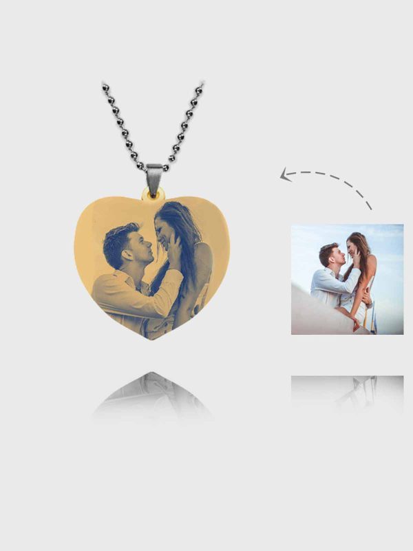 UnusualStandout #30 Personalized Photo Necklace Heart-Shaped with Gold