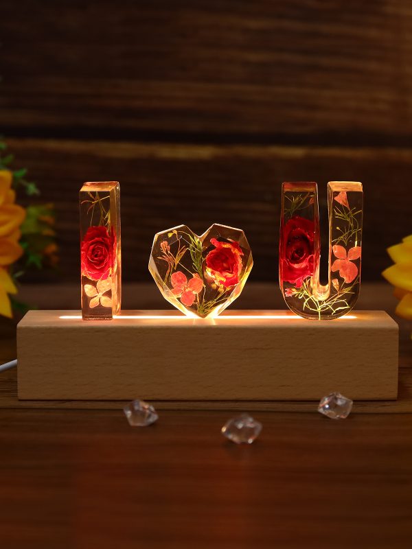 UnusualStandout #34 Valentine's Day Gift - Custom Initial Letter Number Symbol Pressed Real Flower Night Light