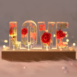 UnusualStandout #35 Valentine's Day Gift - Custom Letters Dried Flowers Lamp