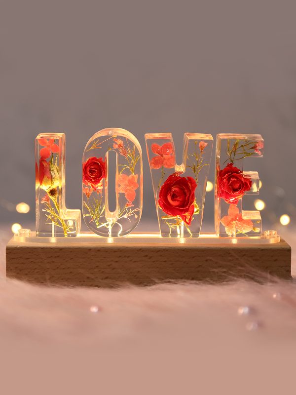 UnusualStandout #35 Valentine's Day Gift - Custom Letters Dried Flowers Lamp