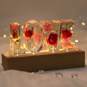 UnusualStandout #35 Valentine's Day Gift - Custom Letters Dried Flowers Lamp