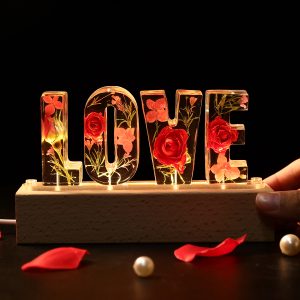 UnusualStandout #35 Valentine's Day Gift - Custom Letters Dried Flowers Lamp