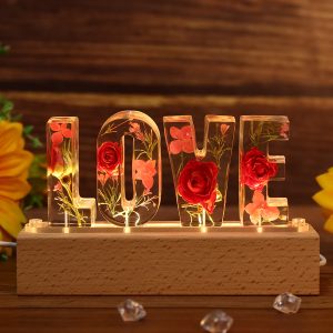 UnusualStandout #35 Valentine's Day Gift - Custom Letters Dried Flowers Lamp