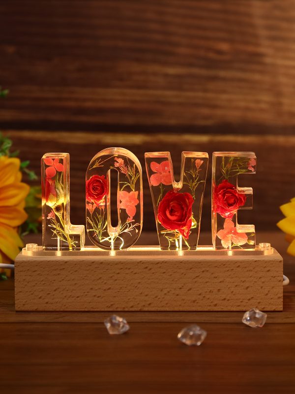 UnusualStandout #35 Valentine's Day Gift - Custom Letters Dried Flowers Lamp