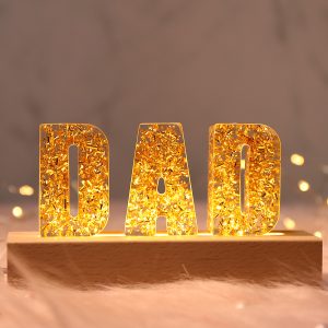 UnusualStandout #36 Gift For DAD - Personalized Dried Flowers Resin Letter Lamp