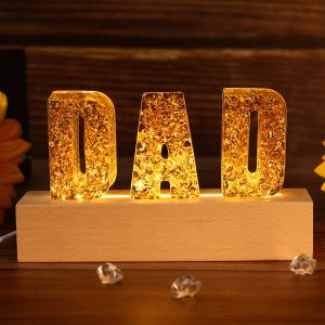 UnusualStandout #36 Gift For DAD - Personalized Dried Flowers Resin Letter Lamp