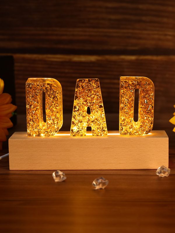 UnusualStandout #36 Gift For DAD - Personalized Dried Flowers Resin Letter Lamp