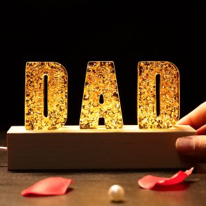 UnusualStandout #36 Gift For DAD - Personalized Dried Flowers Resin Letter Lamp