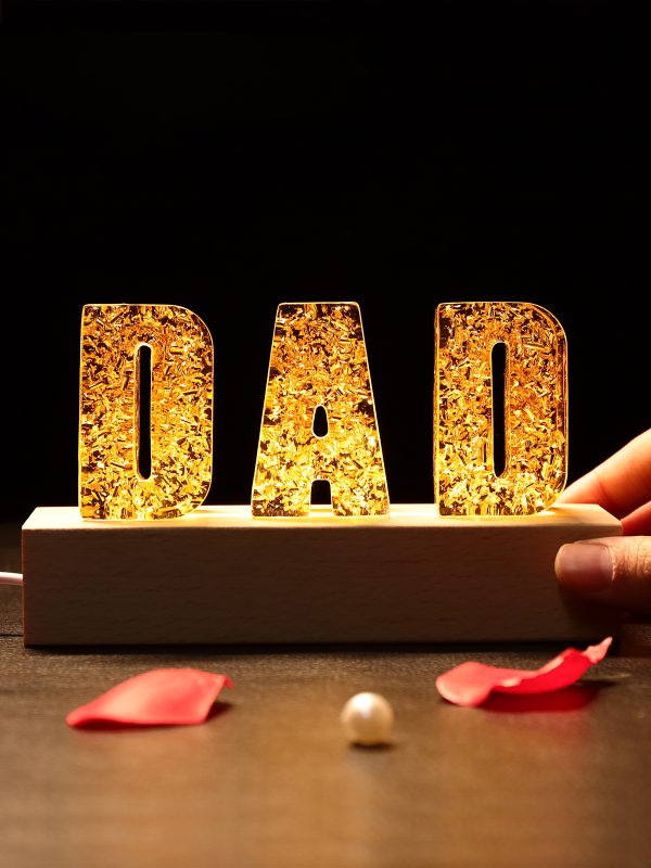 UnusualStandout #36 Gift For DAD - Personalized Dried Flowers Resin Letter Lamp