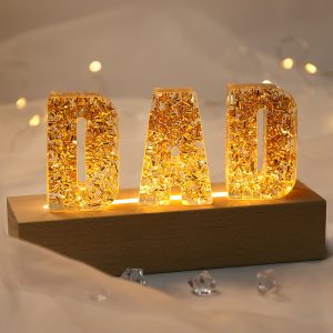 UnusualStandout #36 Gift For DAD - Personalized Dried Flowers Resin Letter Lamp