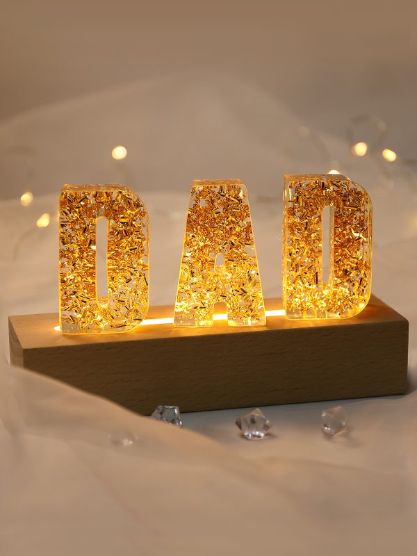 UnusualStandout #36 Gift For DAD - Personalized Dried Flowers Resin Letter Lamp