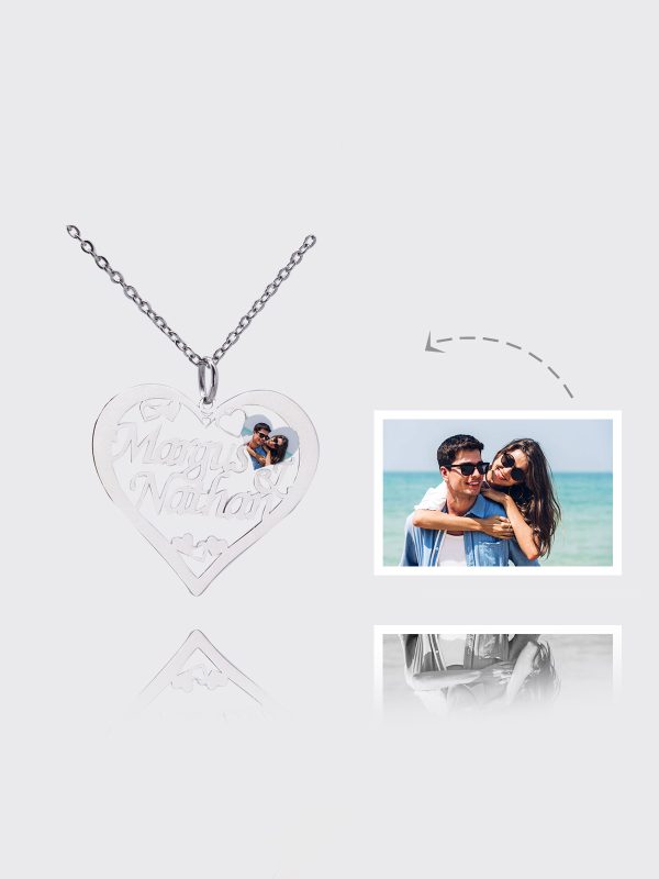 UnusualStandout #37 Personalized Heart-shaped Name Photo Necklace