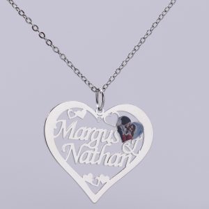 UnusualStandout #37 Personalized Heart-shaped Name Photo Necklace