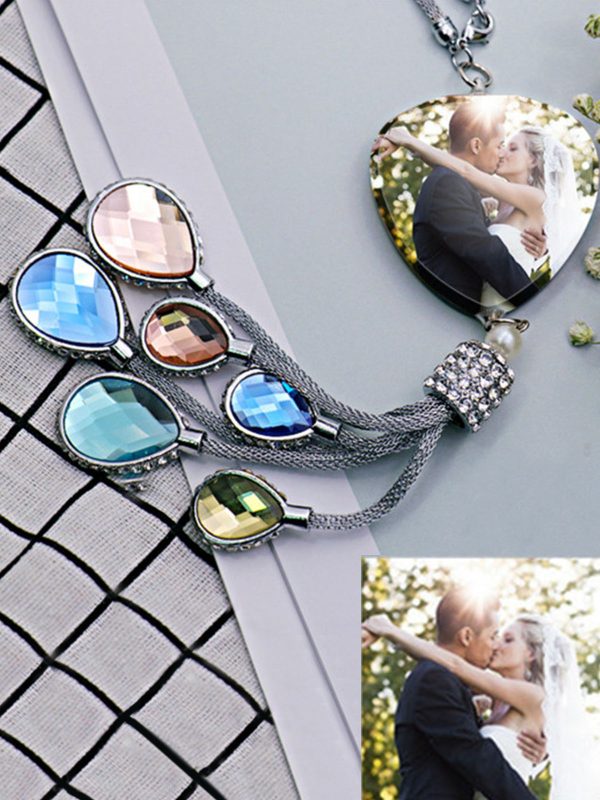 UnusualStandout #39 Personalized Photo Car Crystal Pendant Heart-Shape