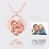 UnusualStandout #4 Personalized Photo Heart Lock Necklace 18k Rose Gold Plating