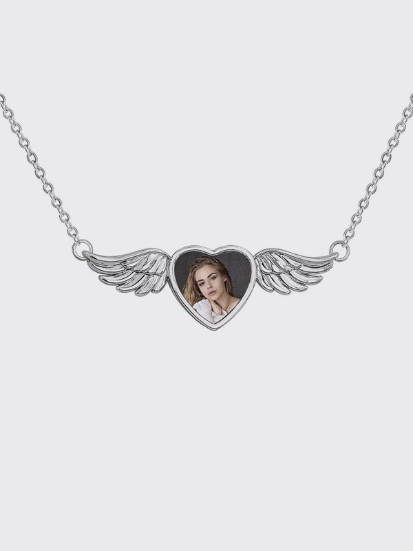 UnusualStandout #45 Personalized Angel Wings Photo Necklace