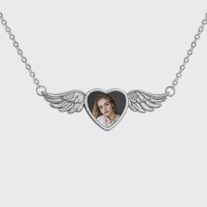 UnusualStandout #45 Personalized Angel Wings Photo Necklace