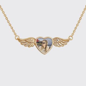 UnusualStandout #45 Personalized Angel Wings Photo Necklace