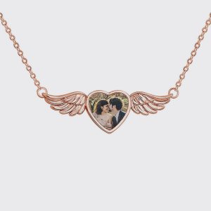 UnusualStandout #45 Personalized Angel Wings Photo Necklace