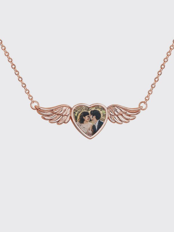 UnusualStandout #45 Personalized Angel Wings Photo Necklace