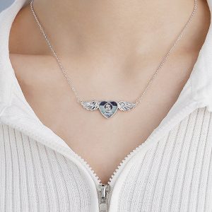 UnusualStandout #45 Personalized Angel Wings Photo Necklace