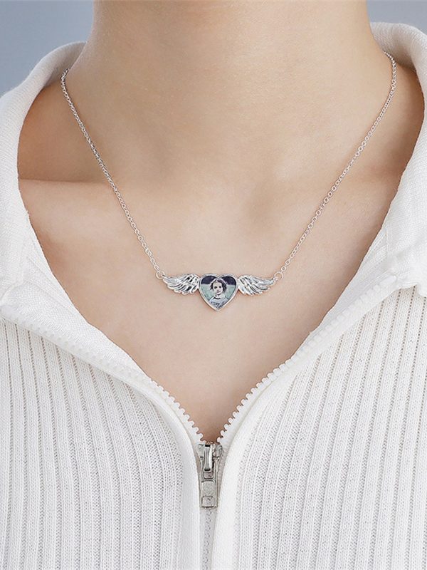 UnusualStandout #45 Personalized Angel Wings Photo Necklace