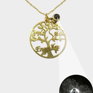 UnusualStandout #146 Personalized Tree Of Life Family Name Necklace Projection Necklace