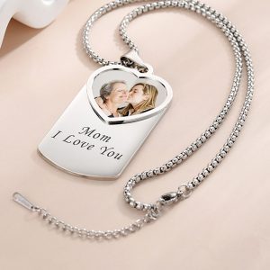 UnusualStandout #460 Custom Engraved Heart Photo Pendant Necklace