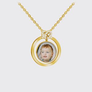 UnusualStandout #47 Personlized Circle Diamond Photo Necklace