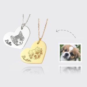 UnusualStandout #48 Personalized Heart Pet Photo Necklace