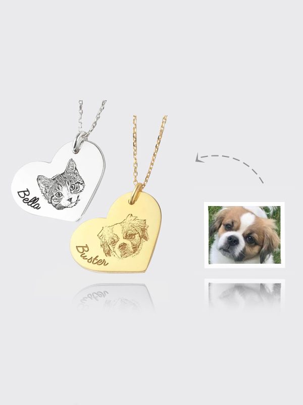 UnusualStandout #48 Personalized Heart Pet Photo Necklace