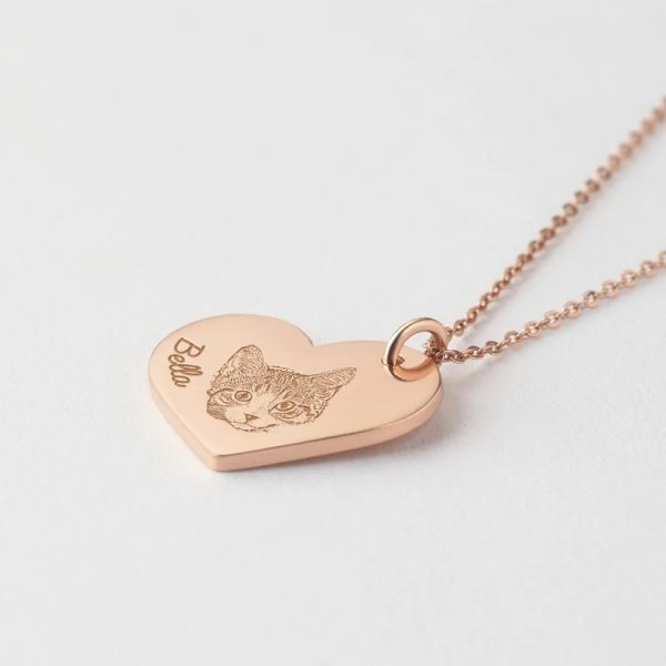 UnusualStandout #48 Personalized Heart Pet Photo Necklace