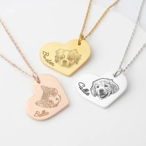 UnusualStandout #48 Personalized Heart Pet Photo Necklace