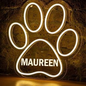 UnusualStandout #482 Personalized Neon Name Paw Print Sign