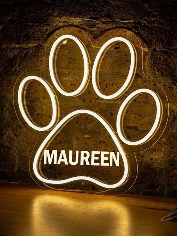 UnusualStandout #482 Personalized Neon Name Paw Print Sign