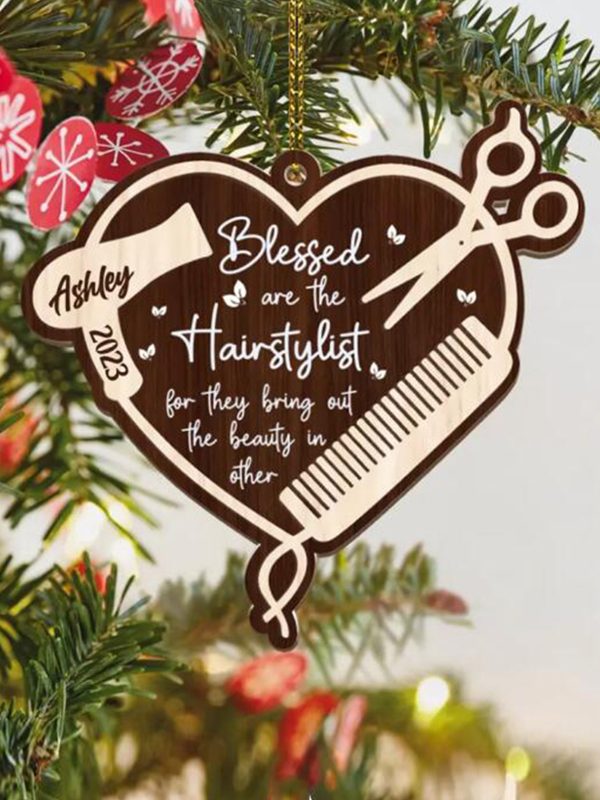 UnusualStandout #496 Personalized Custom Heart-Shaped Wooden Hanging Ornaments For Hair Salons