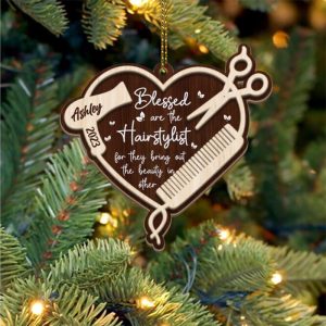 UnusualStandout #496 Personalized Custom Heart-Shaped Wooden Hanging Ornaments For Hair Salons