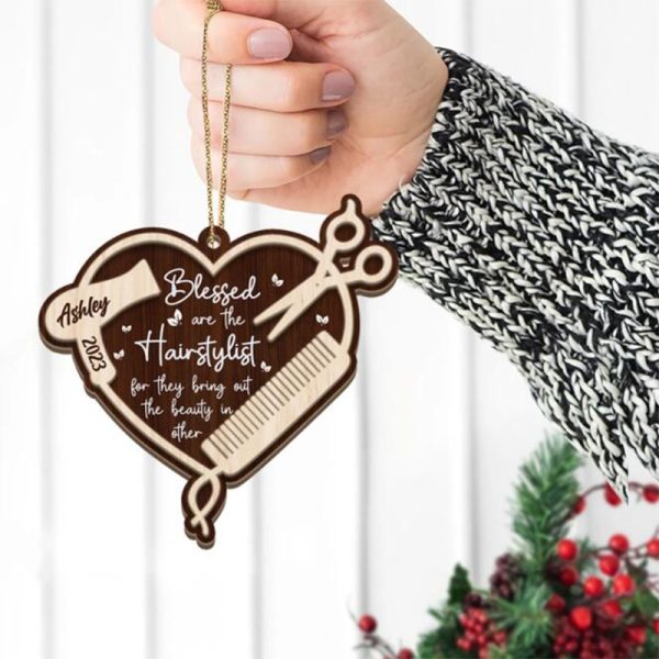 UnusualStandout #496 Personalized Custom Heart-Shaped Wooden Hanging Ornaments For Hair Salons