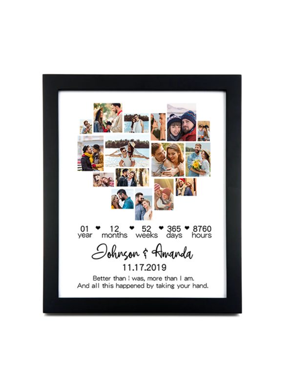 UnusualStandout #5 Custom First Anniversary Heart Photo Frame Gift