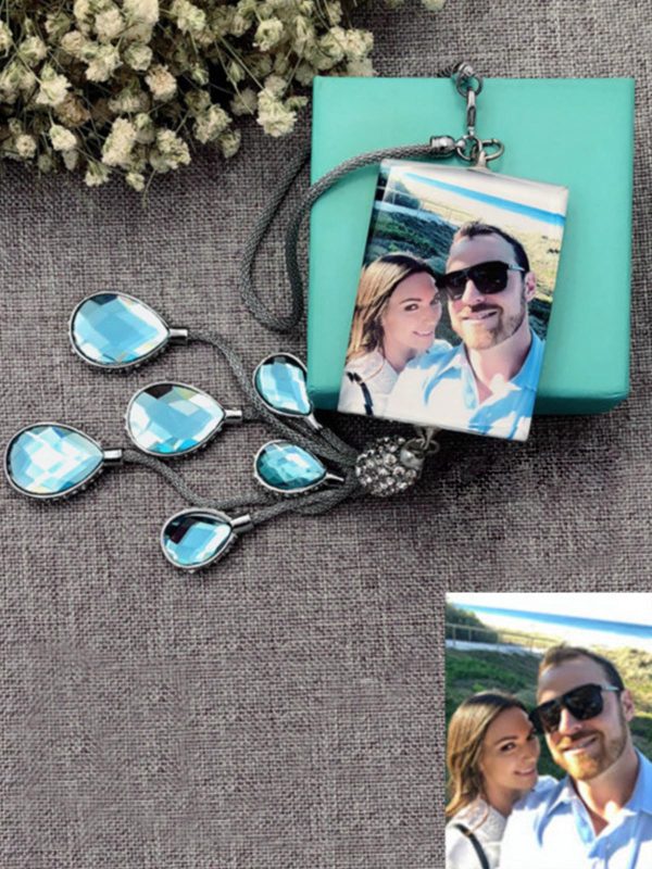 UnusualStandout #50 Personalized Photo Car Crystal Pendant Rectangle-Shape