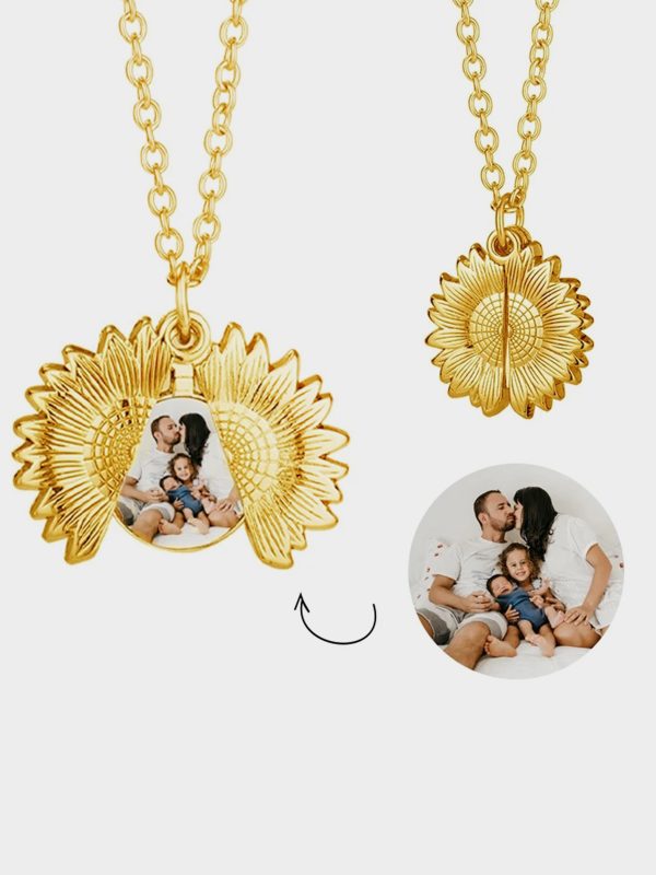 UnusualStandout #50 Sunflower Photo Locket Sliding Locket Necklace